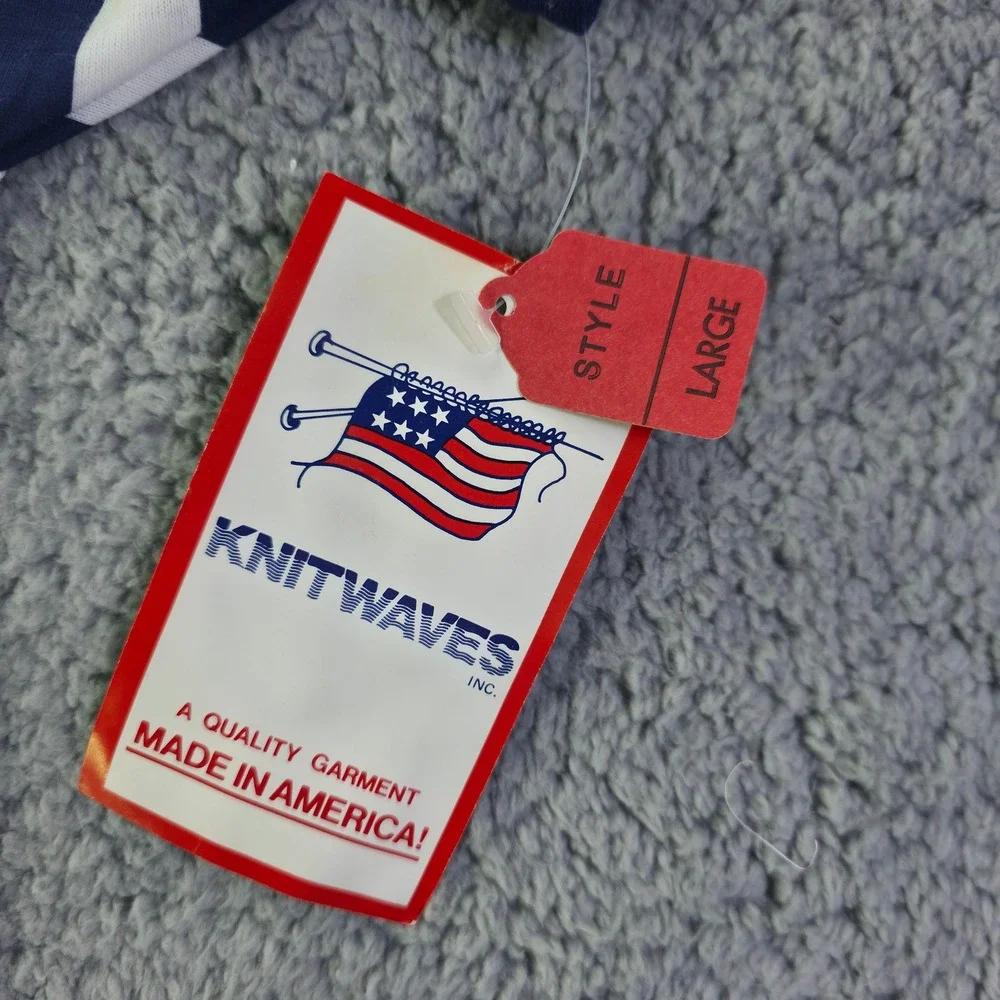 Vintage Knitwaves Kids Nautical Anchor Stars Top Red White Blue Large 34661 NWT